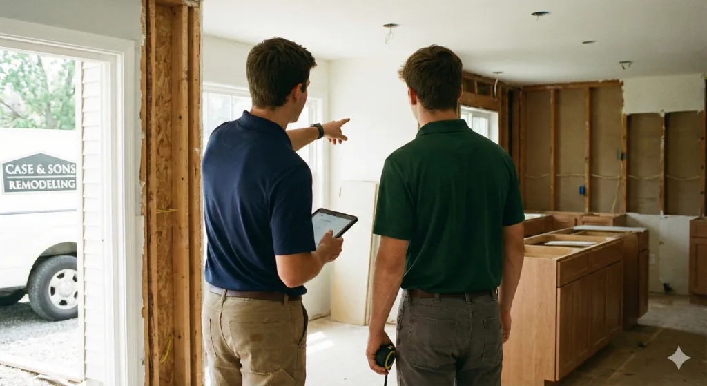 People discussing a home accessibility project