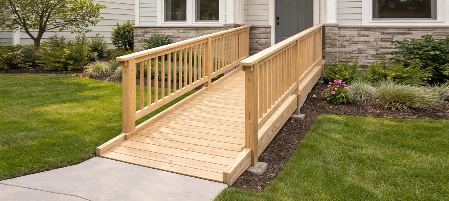 Wheelchair ramp providing easier access to a home