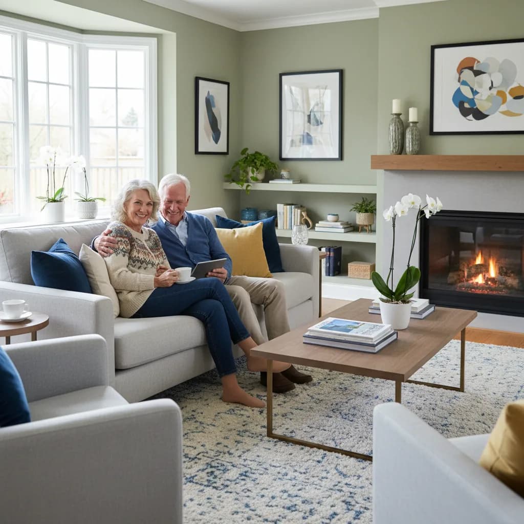 Older adults enjoying a comfortable home