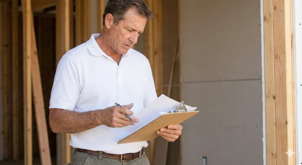 Home accessibility professional reviewing a project
